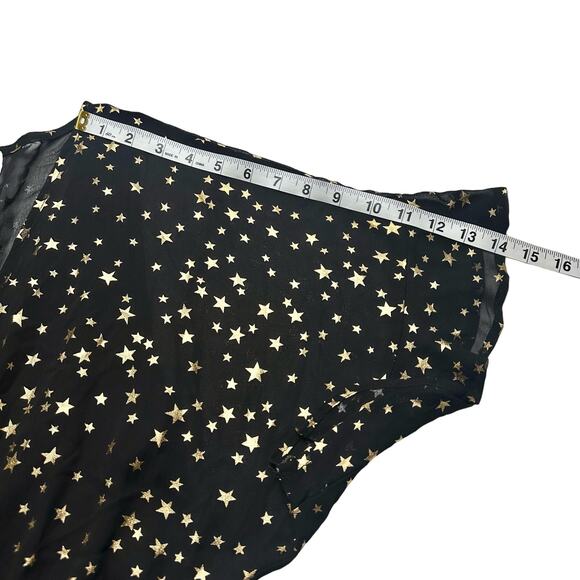 If By Sea Los Angeles | Women | Black Ruffle Gold Star Print Romper | Medium - Picture 5 of 14